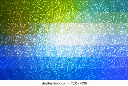 Light Blue, Green vector christmas polygon background. Low poly Illustration consisting of triangles with snowflakes. Texture background of New Year celebration.