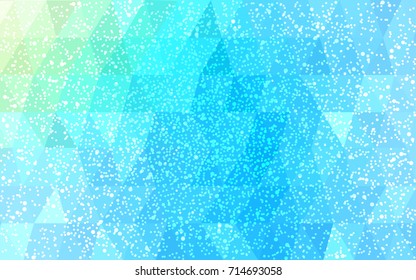 Light Blue, Green vector christmas postcard low polygon background. Illustration consisting of triangles. Abstract triangular polygonal origami or crystal design of New Year celebration.