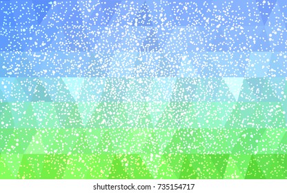 Light Blue, Green vector christmas postcard low polygon background. Illustration consisting of triangles. Abstract triangular polygonal origami or crystal design of New Year celebration.