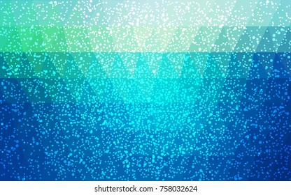 Light Blue, Green vector christmas polygon background. Low poly Illustration consisting of triangles with snowflakes. Texture background of New Year celebration.