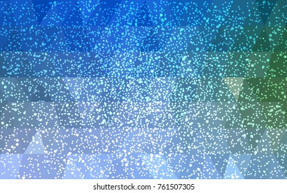 Light Blue, Green vector christmas postcard low polygon background. Illustration consisting of triangles. Abstract triangular polygonal origami or crystal design of New Year celebration.