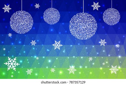 Light Blue Green vector christmas polygon background. Texture, seamless background of New Year celebration.