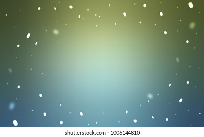 Light Blue, Green vector cover with beautiful snowflakes. Snow on blurred abstract background with gradient. New year design for your ad, poster, banner.