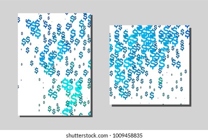 Light Blue, Green vector cover for Envelopes. Beautiful colored sample in A4 size. Pattern for beautiful business cards, folders.