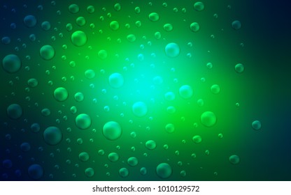 Light Blue, Green vector cover with spots. Blurred bubbles on abstract background with colorful gradient. The pattern can be used for aqua ad, booklets.