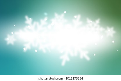 Light Blue, Green vector cover with beautiful snowflakes. Glitter abstract illustration with crystals of ice. New year design for your business advert.