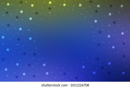 Light Blue, Green vector cover with small and big stars.