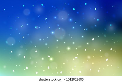 Light Blue, Green vector cover with beautiful snowflakes. Modern geometrical abstract illustration with crystals of ice. New year design for your business advert.