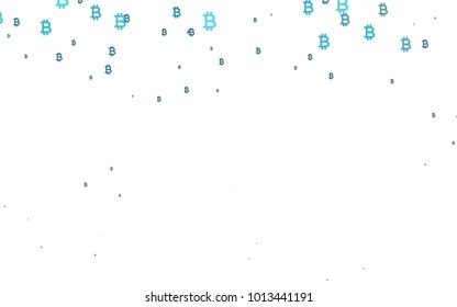 Light Blue, Green vector cover with financial symbols. Shining colored illustration with Bitcoin signs, BTC. The pattern can be used for financial, investment websites.