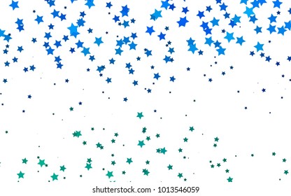 Light Blue, Green vector cover with small and big stars. Stars on blurred abstract background with gradient. The pattern can be used for websites.