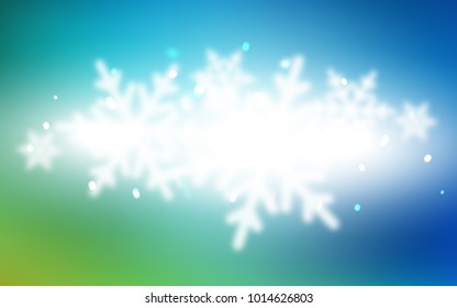 Light Blue, Green vector cover with beautiful snowflakes. Modern geometrical abstract illustration with crystals of ice. New year design for your business advert.