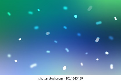 Light Blue, Green vector cover with beautiful snowflakes. Decorative shining illustration with snow on abstract template. New year design for your business advert.