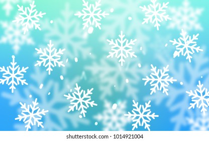 Light Blue, Green vector cover with beautiful snowflakes. Modern geometrical abstract illustration with crystals of ice. New year design for your business advert.