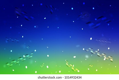 Light Blue, Green vector cover with happy holiday ribbons. Beautiful colored illustration with ribbon in celebration style. The template can be used as a background for postcards.