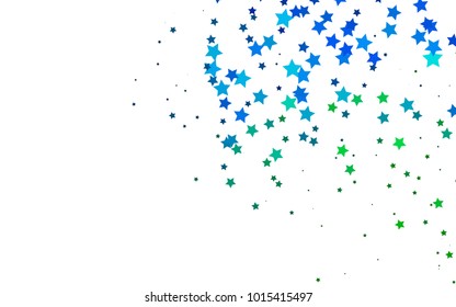 Light Blue, Green vector cover with small and big stars. Shining colored illustration with stars. The pattern can be used for websites.