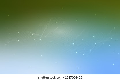Light Blue, Green vector cover with spots. Glitter abstract illustration with blurred drops of rain. New design for ad, poster, banner of your website.