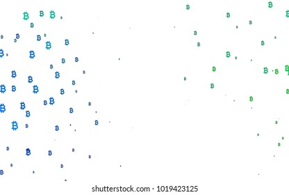 Light Blue, Green vector cover with financial symbols. Abstract illustration with colored financial digital symbols. The pattern can be used as ads, poster, banner for payments.