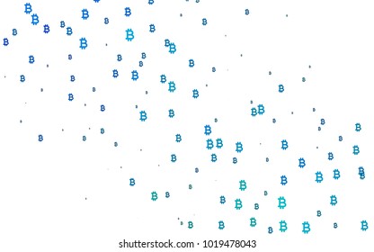 Light Blue, Green vector cover with financial symbols. Colored symbols of cryptocurrency on white background. The pattern can be used for ad, booklets, leaflets of banks.