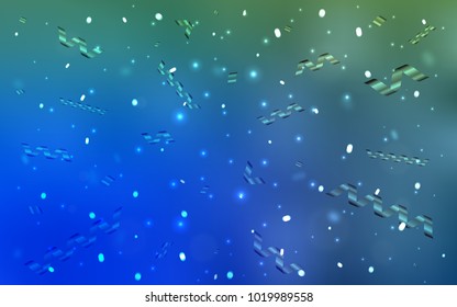 Light Blue, Green vector cover with happy holiday ribbons. Glitter abstract illustration with colorful confetti, ribbons. New design for ad, poster, banner of your Party.