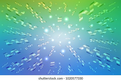 Light Blue, Green vector cover with happy holiday ribbons. Modern geometrical abstract illustration with carnival ribbons. The pattern can be used for carnival, festival leaflets.