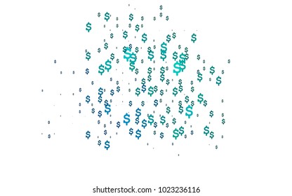 Light Blue, Green vector cover with financial symbols. Shining illustration with signs of dollars on abstract template. Smart design for your business advert of economic, wealth.