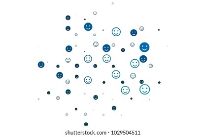 Light Blue, Green vector cover with cute smiles. Illustration with set of smiles in simple style. Template for cheerful greeting postcards.