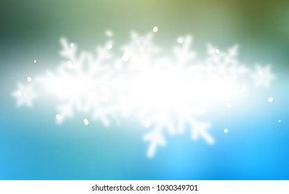 Light Blue, Green vector cover with beautiful snowflakes. Glitter abstract illustration with crystals of ice. The pattern can be used for new year leaflets.