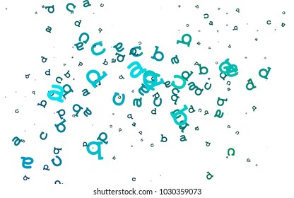 Light Blue, Green vector cover with english symbols. Blurred design in simple style with signs of alphabet. Smart design for your business advert of university.