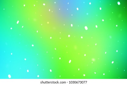 Light Blue, Green vector cover with beautiful snowflakes. Blurred decorative design in xmas style with snow. The pattern can be used for year new  websites.