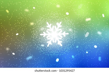 Light Blue, Green vector cover with beautiful snowflakes. Glitter abstract illustration with crystals of ice. The pattern can be used for year new  websites.