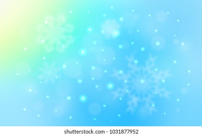 Light Blue, Green vector cover with beautiful snowflakes. Modern geometrical abstract illustration with crystals of ice. New year design for your business advert.