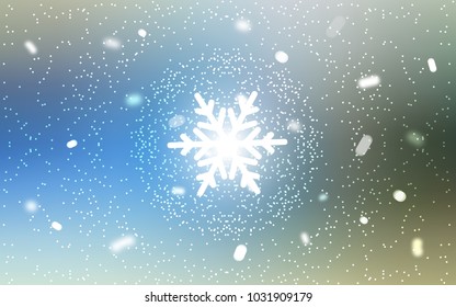 Light Blue, Green vector cover with beautiful snowflakes. Glitter abstract illustration with crystals of ice. The pattern can be used for new year ad, booklets.