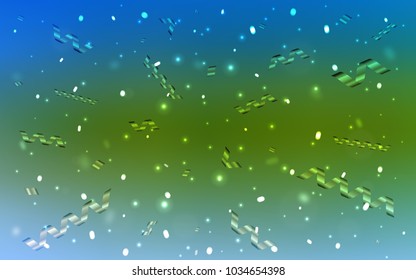 Light Blue, Green vector cover with happy holiday ribbons. Glitter abstract illustration with colorful confetti, ribbons. New design for ad, poster, banner of your Party.