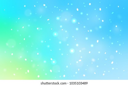 Light Blue, Green vector cover with beautiful snowflakes. Shining colored illustration with snow in christmas style. The pattern can be used for new year ad, booklets.