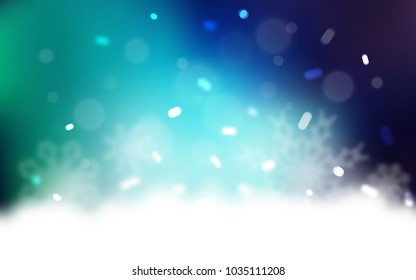 Light Blue, Green vector cover with beautiful snowflakes. Modern geometrical abstract illustration with crystals of ice. The pattern can be used for new year ad, booklets.