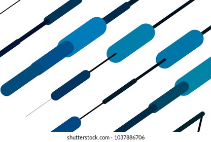 Light Blue, Green vector cover with rounded stripes. Capsules on blurred abstract background with gradient. Smart design for your business advert.