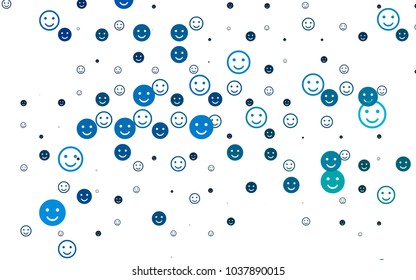 Light Blue, Green vector cover with cute smiles. Colorful gradient Smiles on white background. Beautiful design for your business advert.
