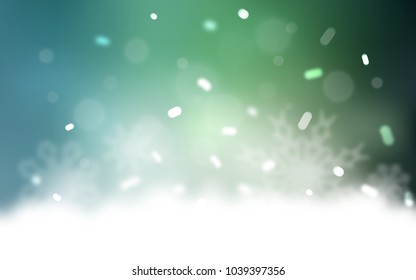 Light Blue, Green vector cover with beautiful snowflakes. Modern geometrical abstract illustration with crystals of ice. The pattern can be used for new year ad, booklets.