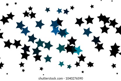 Light Blue, Green vector cover with small and big stars. Glitter abstract illustration with colored stars. Smart design for your business advert.