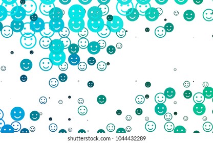Light Blue, Green vector cover with cute smiles. Beautiful colored illustration with smiles in simple style. Pattern for carnival, festival fun leaflets.