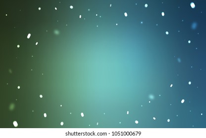 Light Blue, Green vector cover with beautiful snowflakes. Snow on blurred abstract background with gradient. The pattern can be used for new year leaflets.