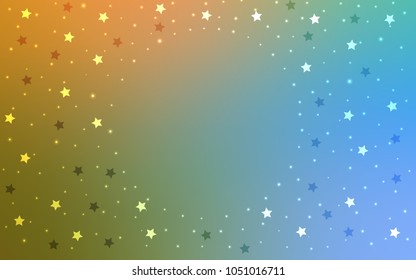 Light Blue, Green vector cover with small and big stars. Blurred decorative design in simple style with stars. Best design for your ad, poster, banner.