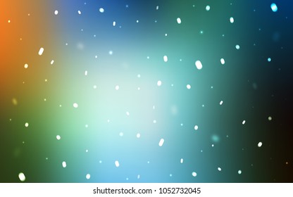 Light Blue, Green vector cover with beautiful snowflakes. Decorative shining illustration with snow on abstract template. The pattern can be used for new year leaflets.