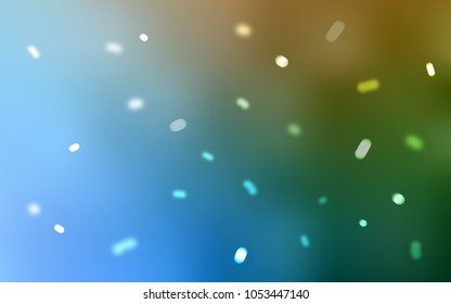 Light Blue, Green vector cover with beautiful snowflakes. Snow on blurred abstract background with gradient. New year design for your ad, poster, banner.