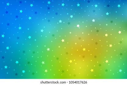 Light Blue, Green vector cover with small and big stars. Modern geometrical abstract illustration with stars. The pattern can be used for websites.