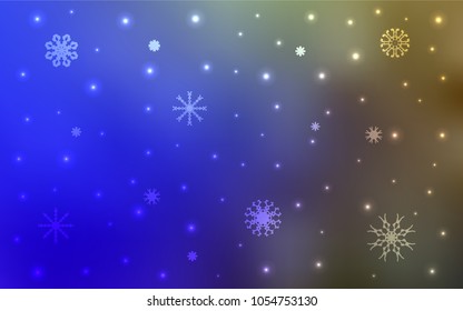 Light Blue, Green vector cover with beautiful snowflakes. Modern geometrical abstract illustration with crystals of ice. New year design for your business advert.