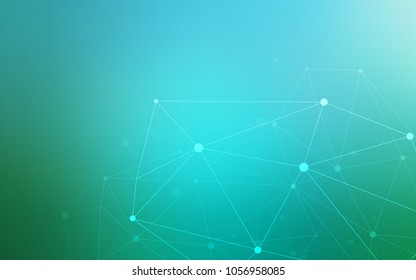 Light Blue, Green vector cover with spots, lines. Design with connection of dots and lines on colorful background. Pattern can be used for beautiful websites.
