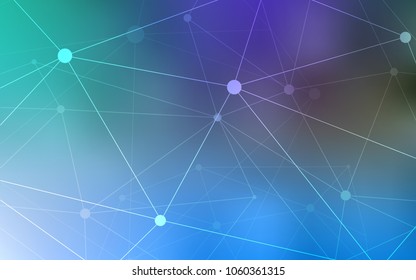 Light Blue, Green vector cover with spots, lines. Glitter abstract illustration with connection of triangle structure. Pattern can be used for futuristic ad, booklets.