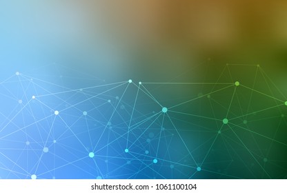 Light Blue, Green vector cover with spots, lines. Abstract illustration with colorful discs and triangles. Pattern can be used for futuristic ad, booklets.
