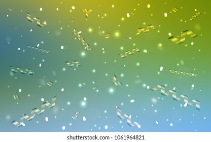Light Blue, Green vector cover with happy holiday ribbons. Blurred decorative design in anniversary style with confetti. The pattern can be used for new year ad, booklets.